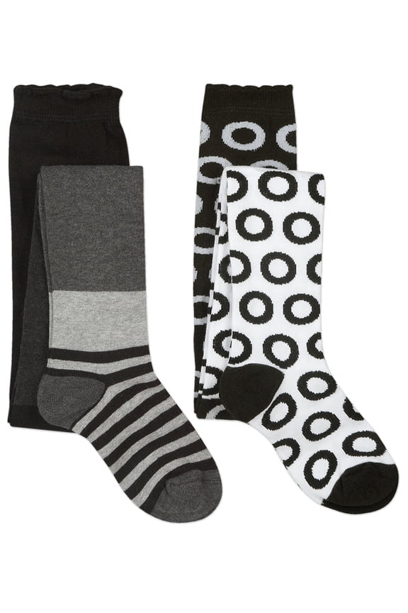 Girls Tights, 2 Pack Stripe Polka Dot Pattern Sizes 2/4 - 8/10