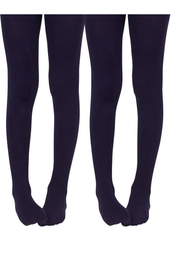 Girls Tights, 2 Pack Uniform Classic Stockings, Sizes S-L