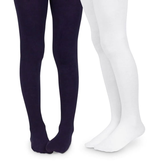 Jefferies Socks Girls Tights, 2 Pack Uniform Microfiber Nylon Stockings (Little Girls & Big Girls)
