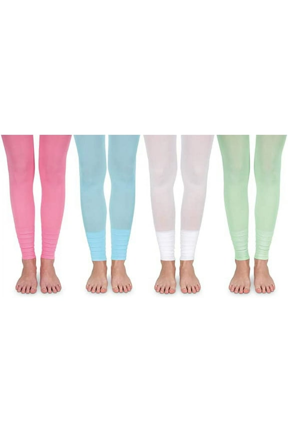 Girls Tights, 4 Pack Pattern Nylon Footless Bulk Variety Tights (Little Girls & Big Girls)