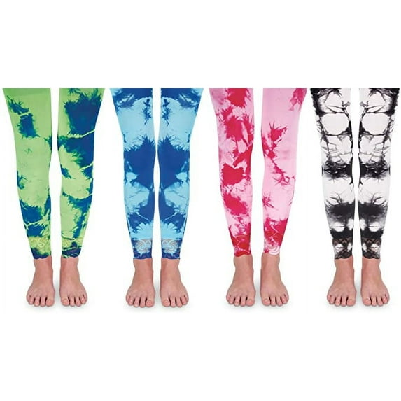 Jefferies Socks Girls Tights, 4 Pack Pattern Nylon Footless Bulk Variety Tights (Little Girls & Big Girls)