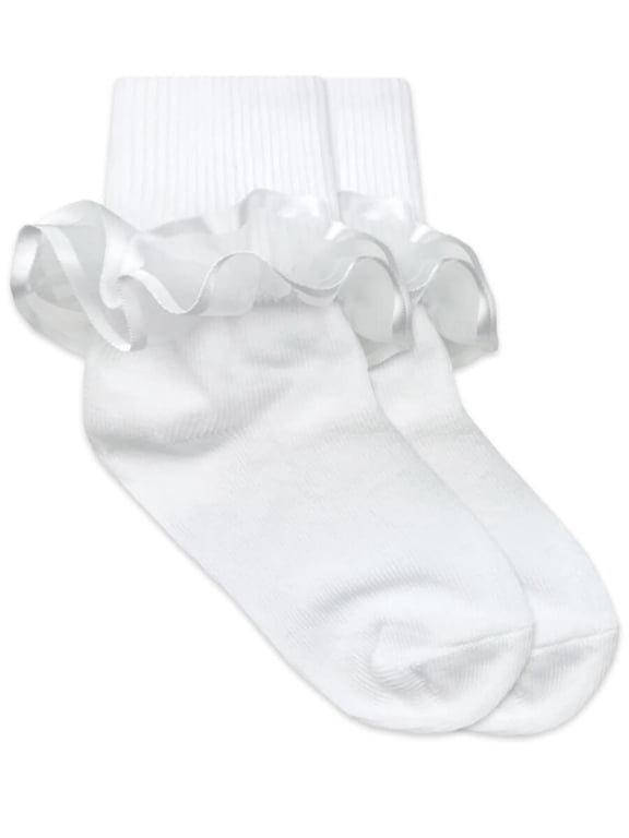 Girls TuTu Ruffle Frilly Princess Lace Trim Turn Cuff Socks 1 Pair Pack