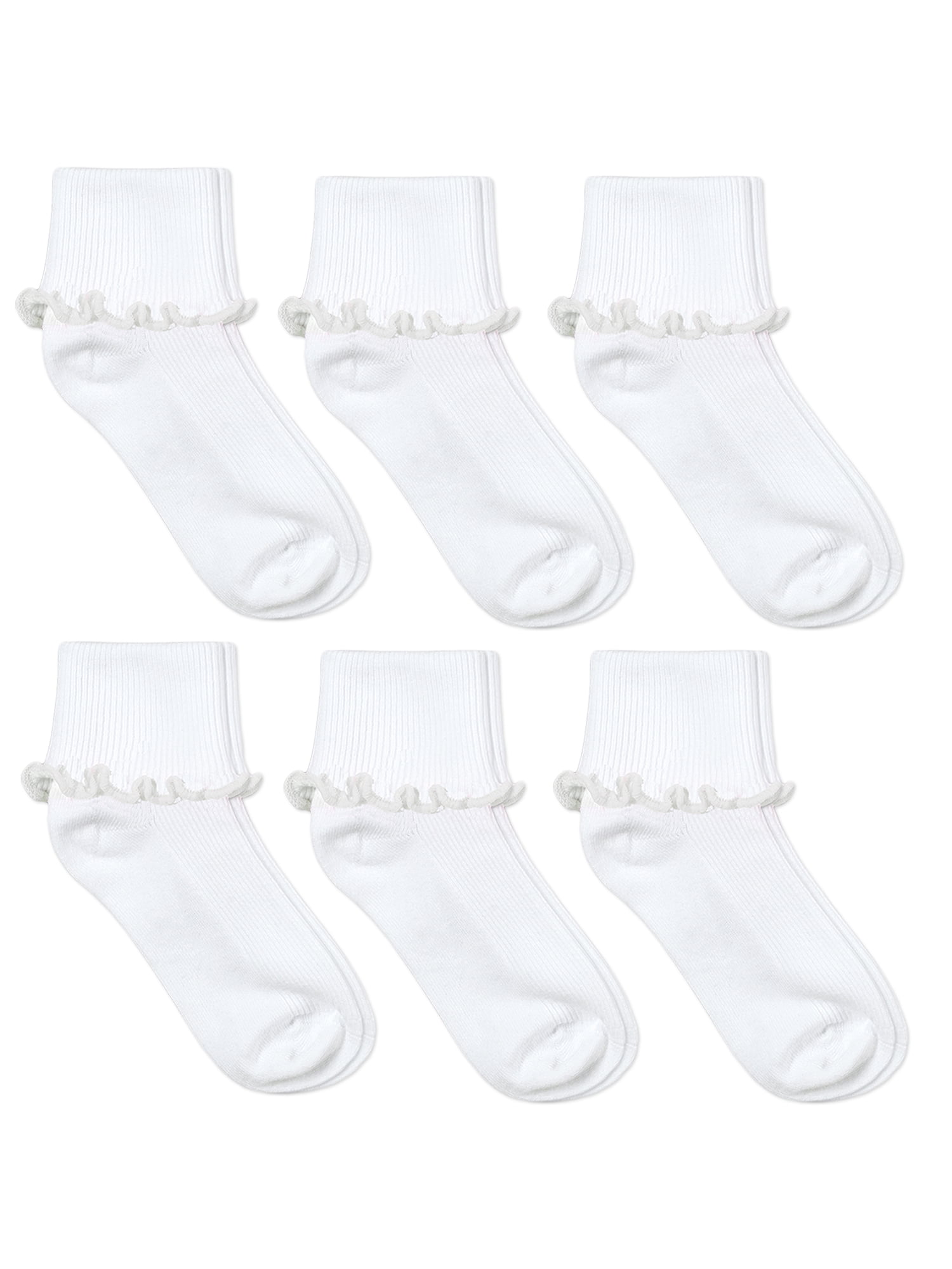 Jefferies Socks Girls Turn Cuff Lace Socks 6Pack, Sizes XSM