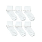 Jefferies Socks Girls Turn Cuff Lace Socks 6-Pack, Sizes XS-M