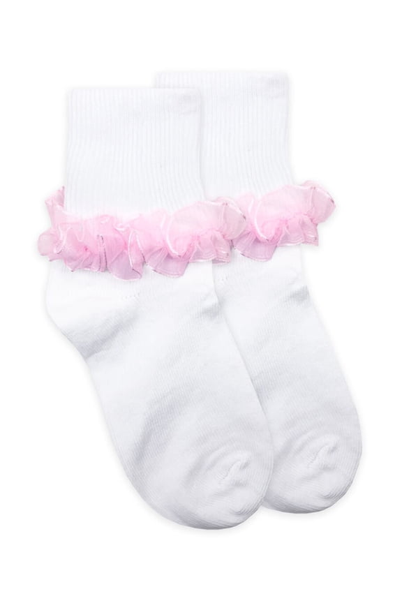Girls Tutu Lace Ruffle Trim Turn Cuff Socks 1 Pair Pack