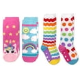 thumbnail image 1 of Jefferies Socks Girls Unicorn & Rainbow Dot Fuzzy Non-Skid Slipper Socks 4 Pair Pack, 1 of 5