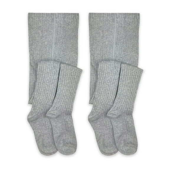 Jefferies Socks Girls Uniform Classic Rib Cotton Tights 2-Pack, Sizes S-L