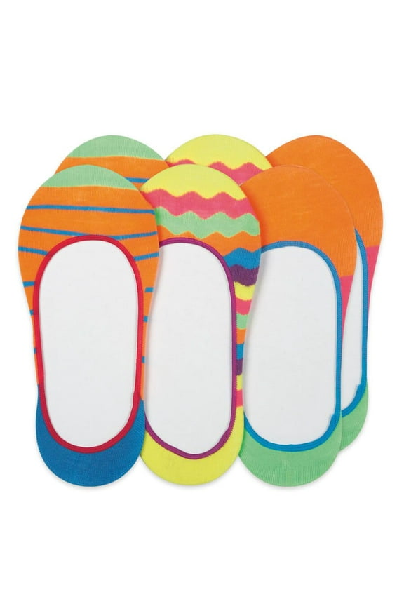 Girls Women Stripe Pattern Footie Liner Socks 3 Pair Pack