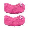 thumbnail image 1 of Jefferies Socks Girls Womens Fuzzy Slipper Bow Non-Slip Gripper Footie Socks 2 Pair Pack, 1 of 5