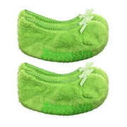 JEFFERIES SOCKS Girls Womens Fuzzy Slipper Bow Non-Slip Gripper Footie Socks 2 Pair Pack