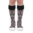 thumbnail image 1 of Jefferies Socks Girls Zebra Animal Print Fuzzy Trim Cuff Knee High Socks 1 Pair Pack, 1 of 4
