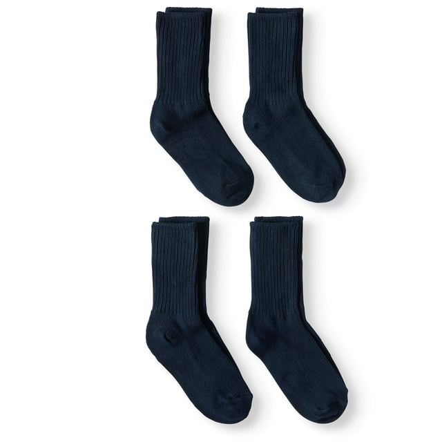 Jefferies Socks Kids Socks, 4 Pack School Uniform Crew Cotton Rib Socks