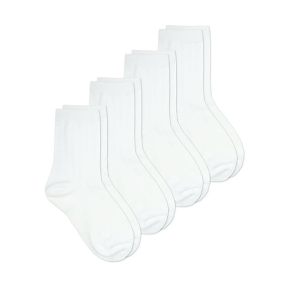 Jefferies Socks Kids Socks, 4 Pack School Uniform Rib Cotton Crew Socks (Little Kids & Big Kids)