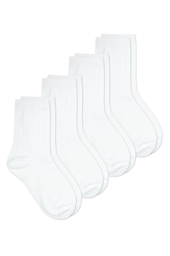 Kids Socks, 4 Pack School Uniform Rib Cotton Crew Socks (Little Kids & Big Kids)