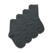 Jefferies Socks Kids Socks, 4 Pack School Uniform Rib Cotton Crew Socks (Little Kids & Big Kids)