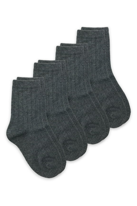 Kids Socks, 4 Pack School Uniform Rib Cotton Crew Socks (Little Kids & Big Kids)