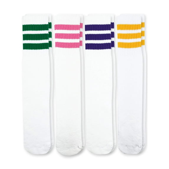 Jefferies Socks Kids Socks, 4 Pack Smooth Toe Colorful Stripe Top Cushion Tube Socks (Little Kids & Big Kids)
