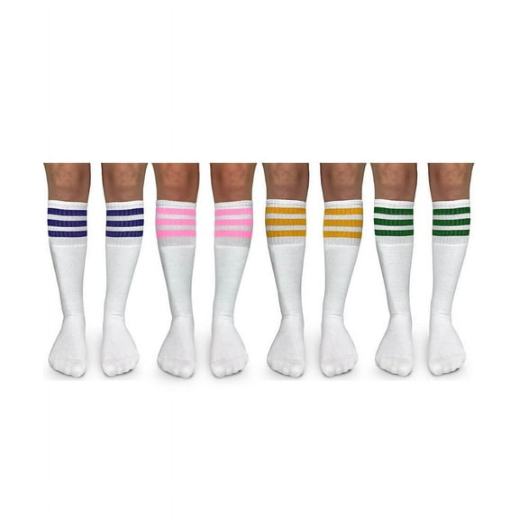 Jefferies Socks Kids Socks, 4 Pack Smooth Toe Colorful Stripe Top Cushion Tube Socks