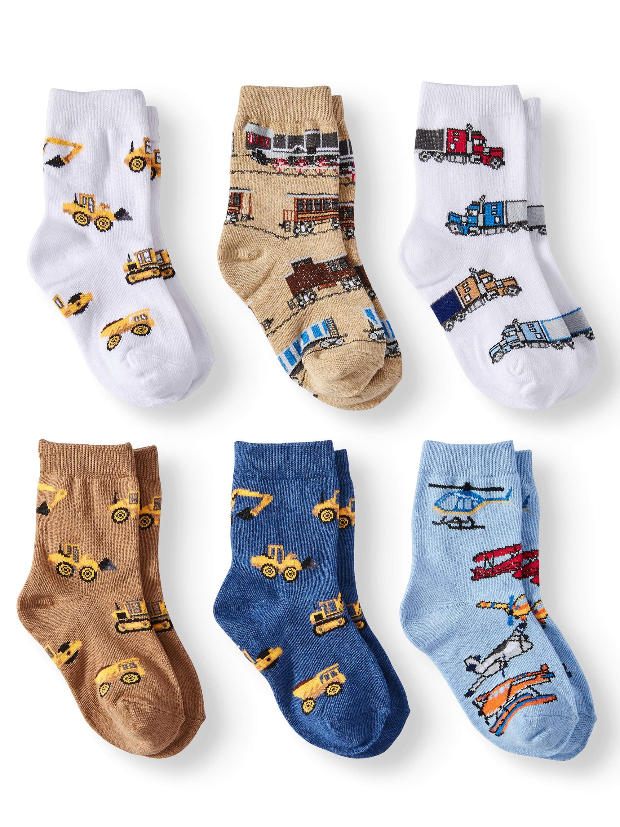 Jefferies Socks Kids Socks, 6 Pack Printed Cotton Crew Socks (Little Kids & Big Kids)