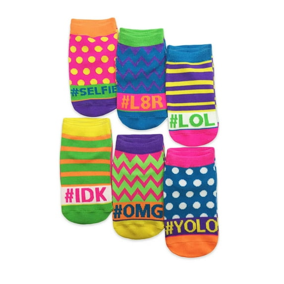 Jefferies Socks Kids Socks, 6 Packs Fun Colorful Neon Low Cut Socks (Little Kids & Big Kids)