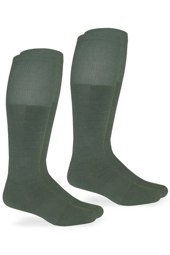 Men's Military Moisture Wicking Ultra-Dri Front Cushion Combat Over the Calf Boot Socks 2 Pack