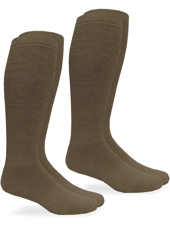 Men's Women's Military Moisture Wicking Ultra-Dri Tactical Over the Calf Boot Socks 2 Pack