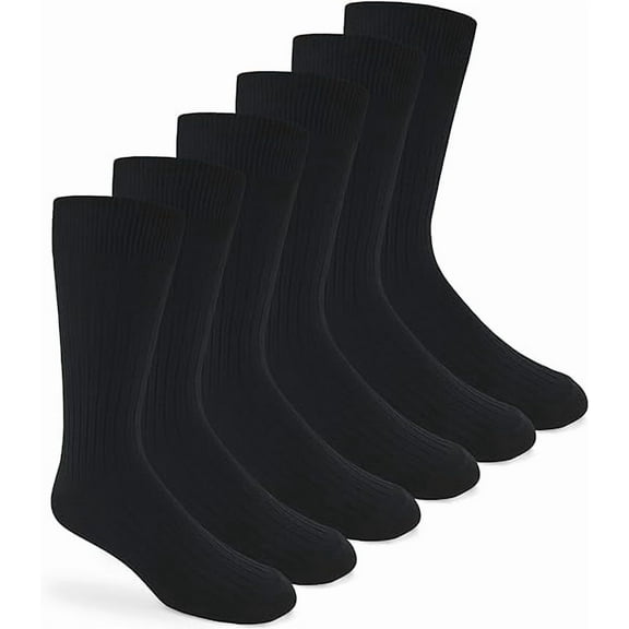 Jefferies Socks Mens Cotton Lined Ribbed Dress Crew Socks 6 Pair Pack