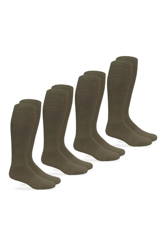 Mens Military Ultra-Dri Padded Cushion Combat Boot Over the Calf Socks 4 Pair Pack
