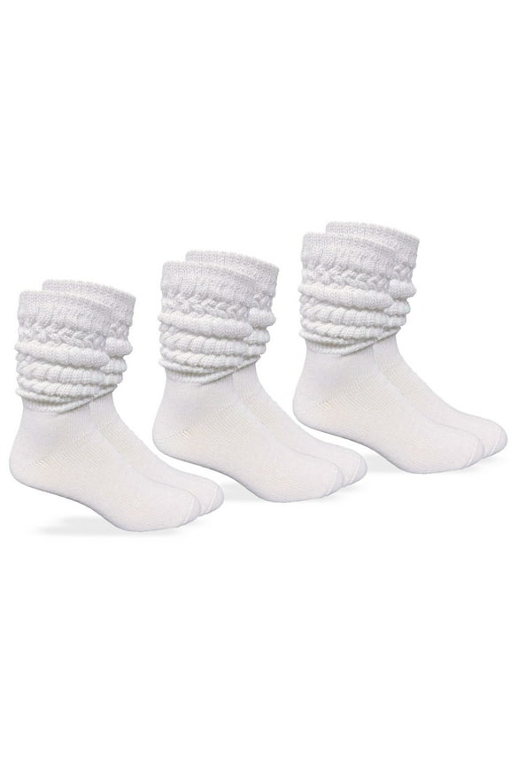 Mens Slouch Thick Heavy Cotton Knit Crew Socks 3 Pair Pack