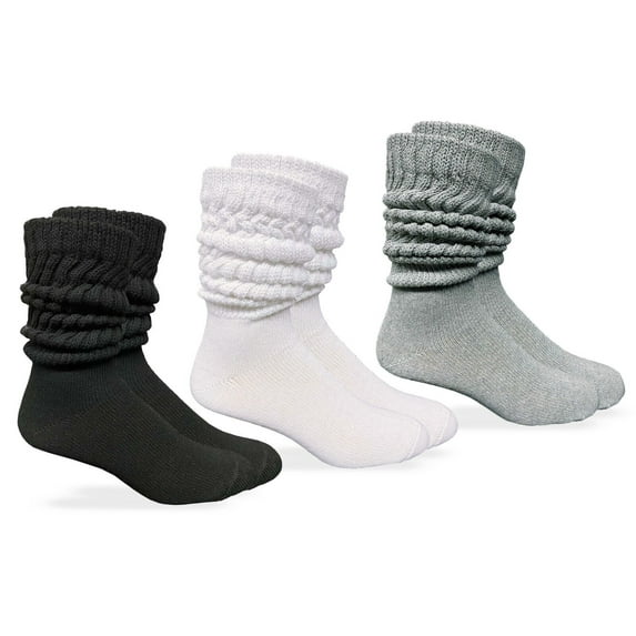 Jefferies Socks Mens Slouch Thick Heavy Cotton Knit Crew Socks 3 Pair Pack