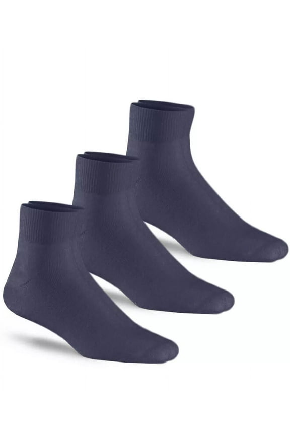 Mens Sport Seamless Cushion Navy Quarter Ankle Socks 3 Pair Pack