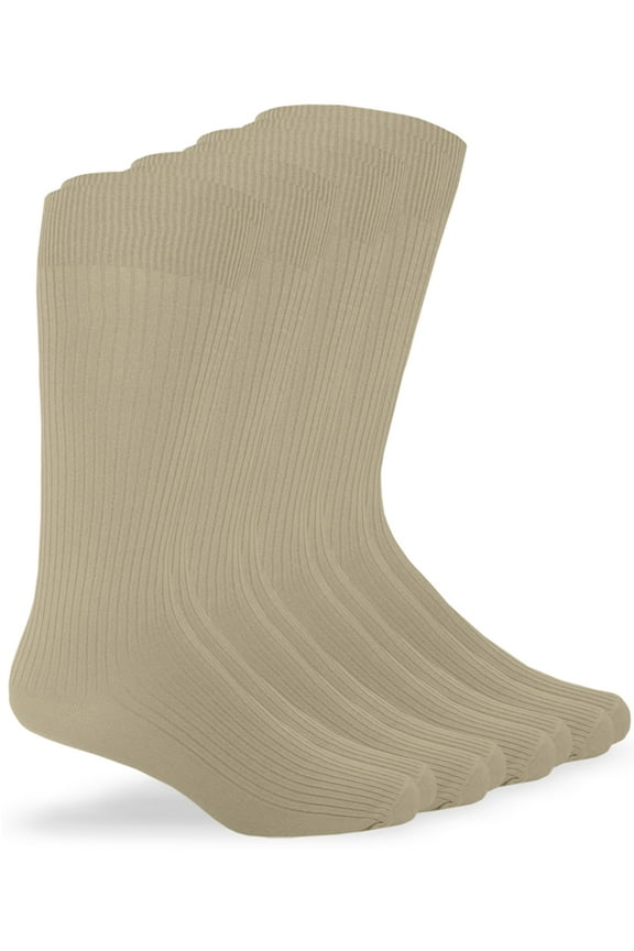 Microfiber Nylon Rib Mid Calf Dress Socks (Unisex), 4 Pack