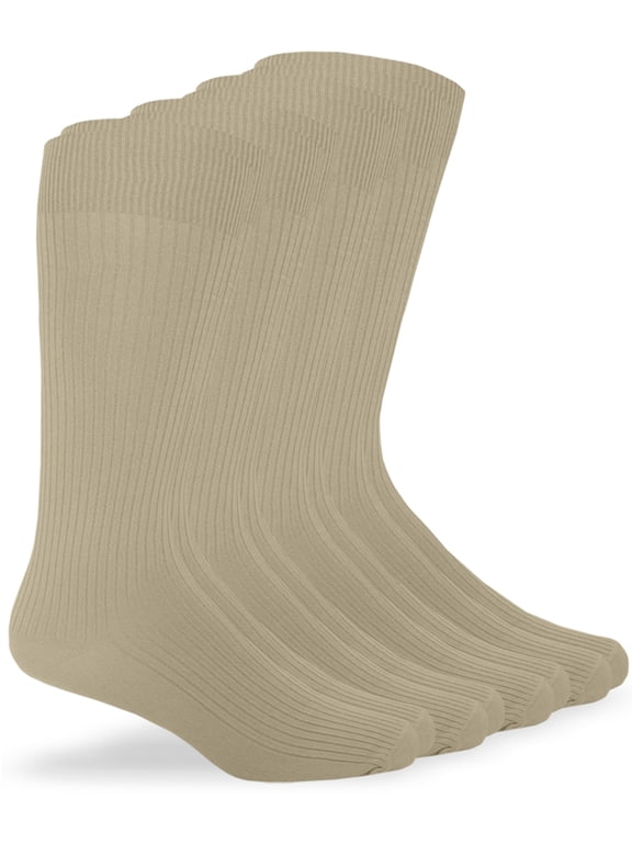 Microfiber Nylon Rib Mid Calf Dress Socks (Unisex), 4 Pack