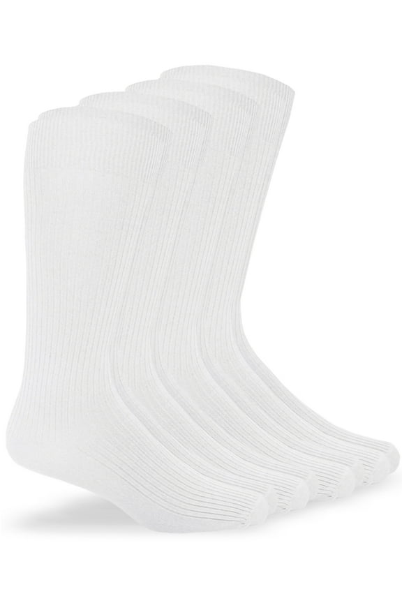 Microfiber Nylon Rib Mid Calf Dress Socks (Unisex), 4 Pack