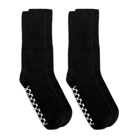 Jefferies Socks Men's Women's Non-Binding Seamless Non-Skid Gripper Cotton Crew Socks 2 Pair Pack