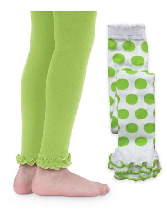 Ruffle & Polka Dot Pattern Holiday Legging Tights 2 Pack