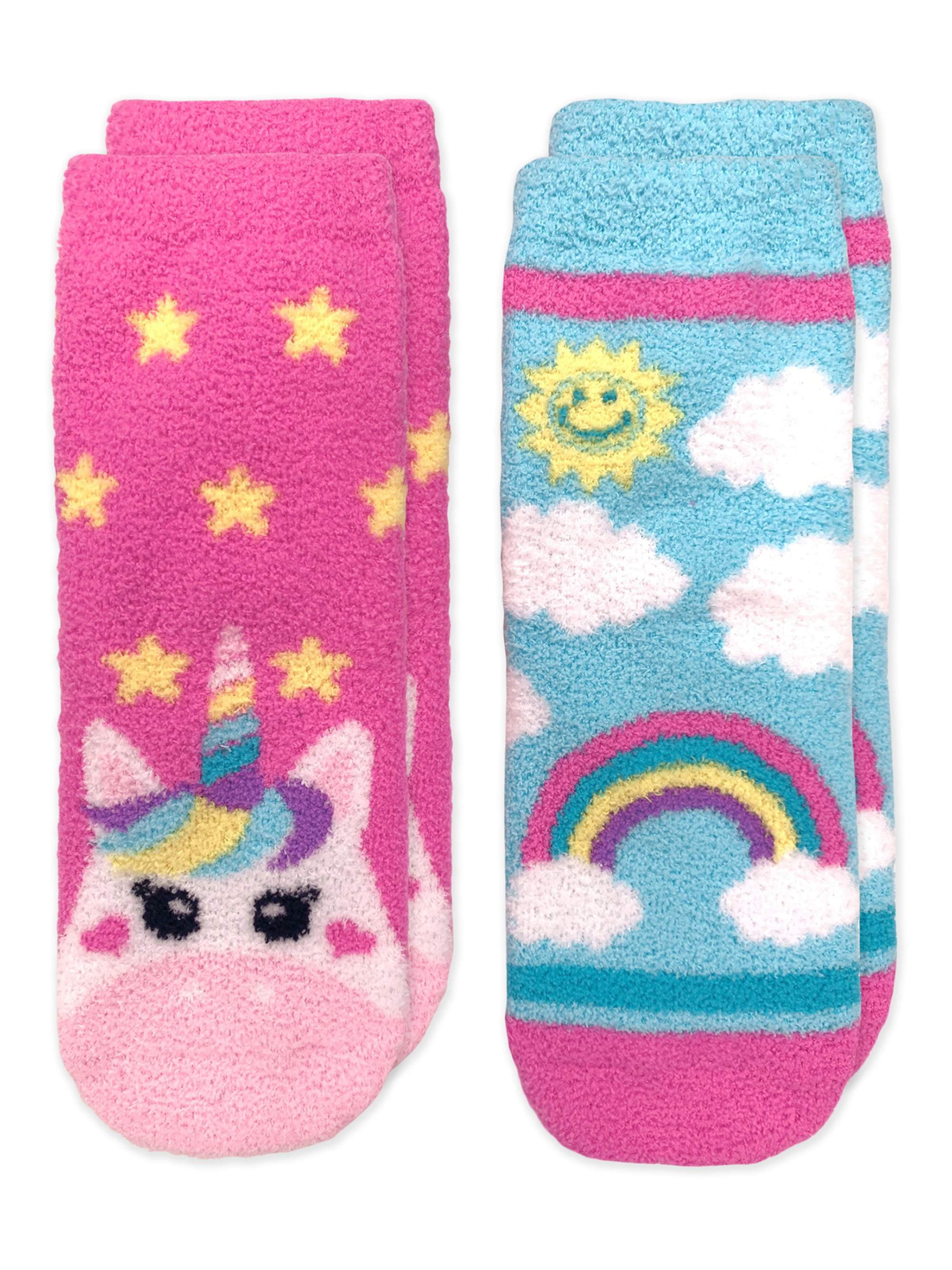 Jefferies Socks Toddler Girls Fuzzy NonSkid Slipper Socks, 2Pack