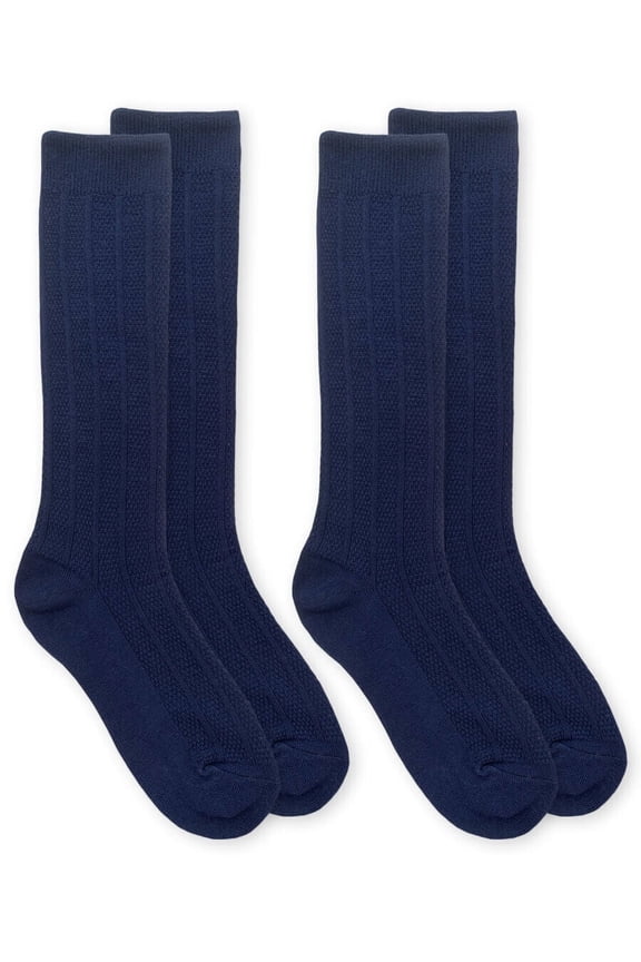 Women's Bamboo Knit Rib Pattern Knee High Tall Socks 2 Pair Pack