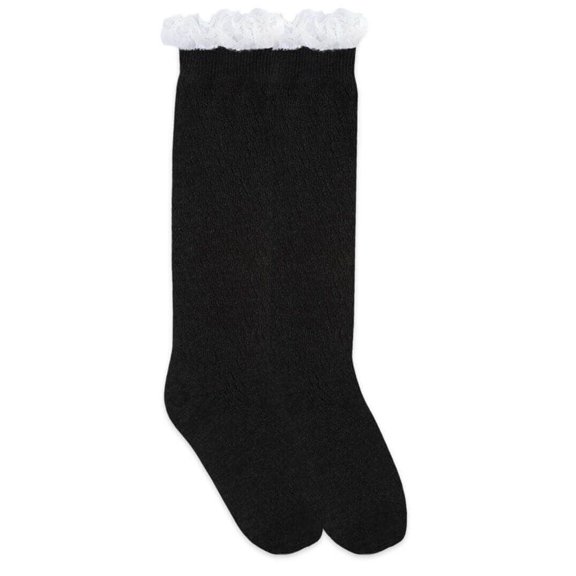 Jefferies Socks Womens Lace Pointelle Crochet Knit Trim Knee High Socks 1 Pair Pack