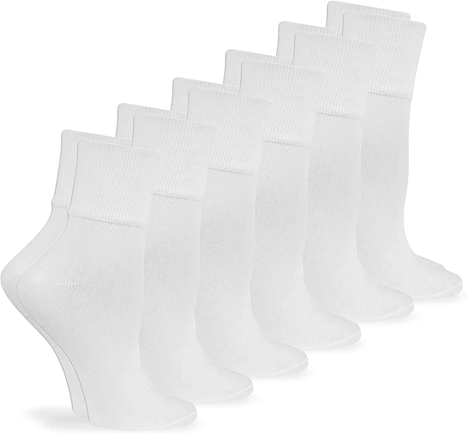 Jefferies Socks Womens Organic Cotton Seamless Turn Cuff Socks, 6 Pair