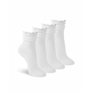 Jefferies Socks Womens Ruffle Cotton Knit Dress Slouch Scrunch Crew Cuff Ankle Socks 4 Pair Pack