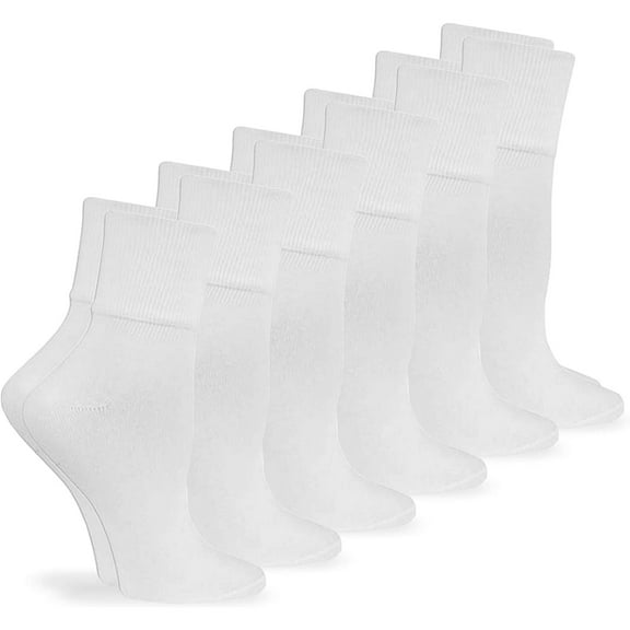 Jefferies Socks Womens Smooth Seamless Turn Cuff Cotton Dress Work Casual Socks, 6 Pair