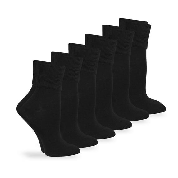 Jefferies Socks Womens Smooth Seamless Turn Cuff Cotton Dress Work Casual Socks, 6 Pair