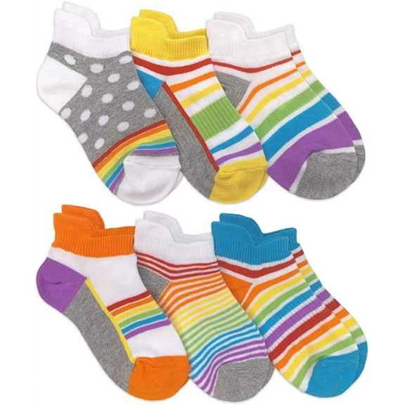 Jefferies Socks Womens Socks, Rainbow Pattern Sport Low Cut Lightweight Cotton Ankle Tab Back Socks, 6 Pairs