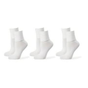 Jefferies Socks Womens Socks, Smooth Seamless Turn Cuff Dress Work Casual Cotton Ankle Socks, 3 Pairs