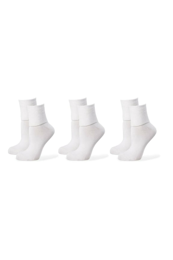 Womens Socks, Smooth Seamless Turn Cuff Dress Work Casual Cotton Ankle Socks, 3 Pairs