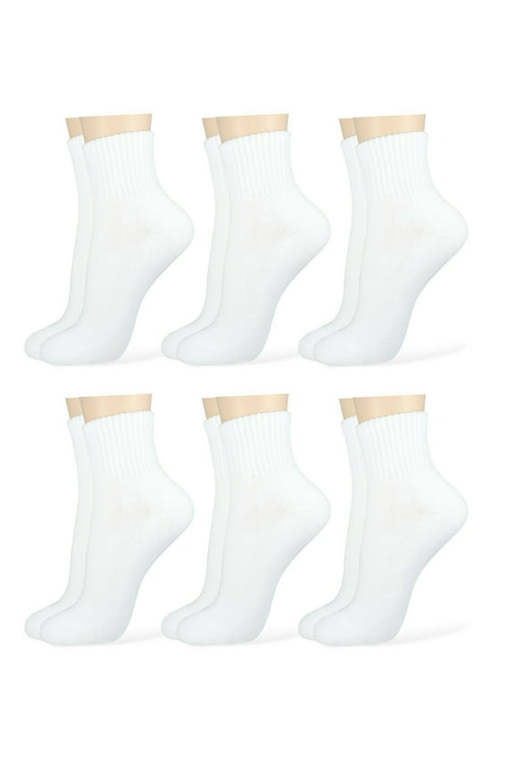 Womens Socks, Sport Quarter Seamless Lightweight Cotton Ankle Socks, 6 Pairs