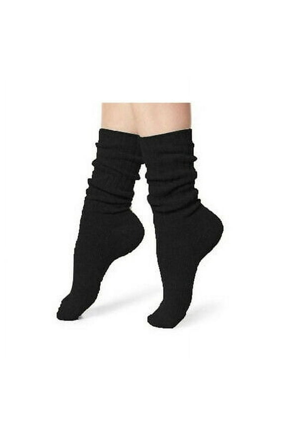 Womens Socks, Thick Cotton Ribbed Slouch Crew Ankle Cuff Roll Socks, 2 Pair