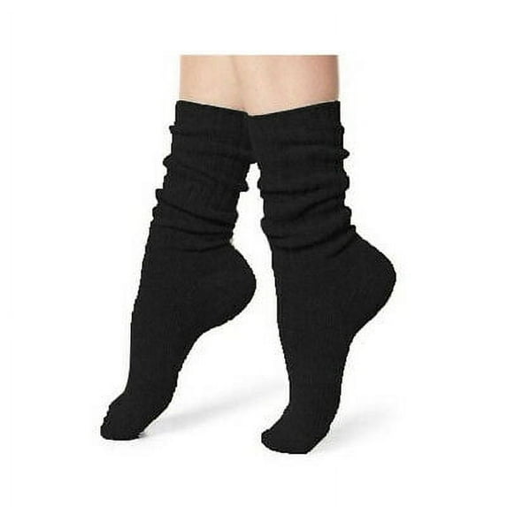 Jefferies Socks Womens Socks, Thick Cotton Ribbed Slouch Crew Ankle Cuff Roll Socks, 2 Pair