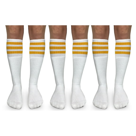 Jefferies Socks Womens, Vintage Tube Stripe Seamless Cushion Knee High Socks, 3 Pair